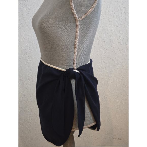 La Perla Sport Cover Up Size 48 Swimwear, Side Tie, Wrap Skirt Sarong Navy - Picture 2 of 6